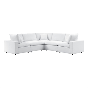 Modway Commix 5-Piece Fabric Upholstered Outdoor Sectional Sofa in White