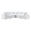 Modway Commix 5-Piece Fabric Upholstered Outdoor Sectional Sofa in White