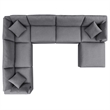 Modway Commix 7-Piece Modern Fabric Upholstered Outdoor Sectional Sofa in Slate