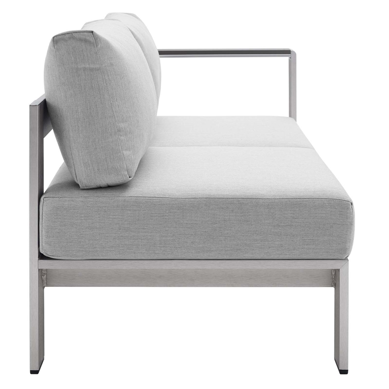 Modway Shore 7-Piece Modern Fabric/Aluminum Outdoor Sectional Sofa Set in Gray