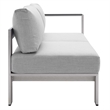 Modway Shore 7-Piece Modern Fabric/Aluminum Outdoor Sectional Sofa Set in Gray