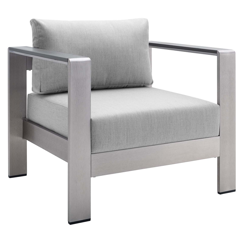 Modway Shore 7-Piece Modern Fabric/Aluminum Outdoor Sectional Sofa Set in Gray