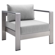 Modway Shore 7-Piece Modern Fabric/Aluminum Outdoor Sectional Sofa Set in Gray
