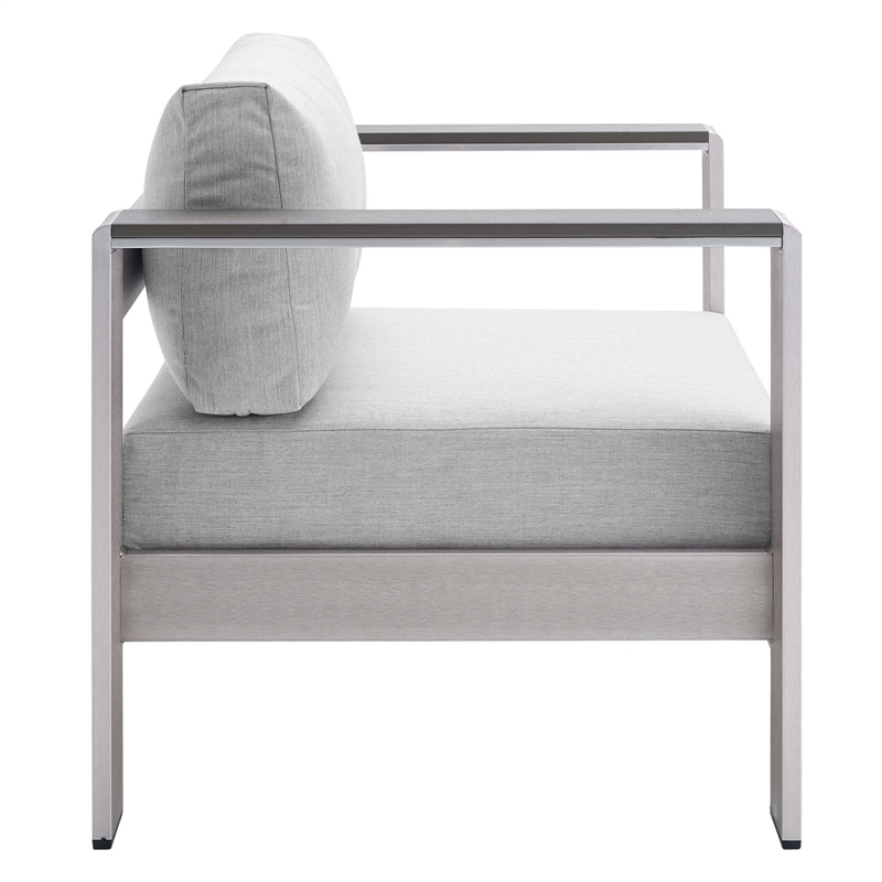 Modway Shore 7-Piece Modern Fabric/Aluminum Outdoor Sectional Sofa Set in Gray
