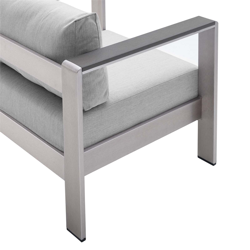 Modway Shore 7-Piece Modern Fabric/Aluminum Outdoor Sectional Sofa Set in Gray