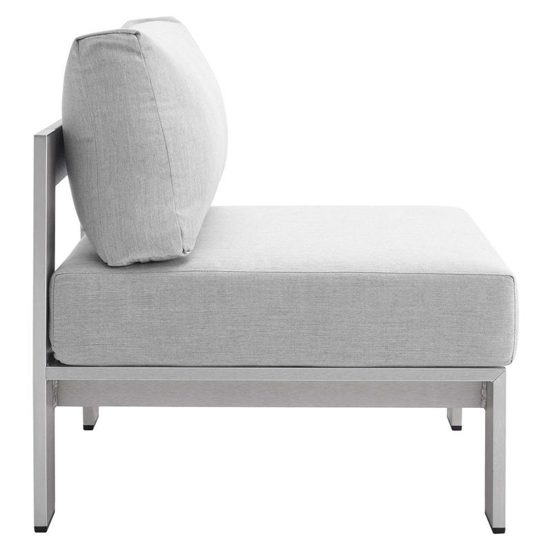 Modway Shore 8-Piece Modern Fabric/Aluminum Outdoor Sectional Sofa Set in Gray