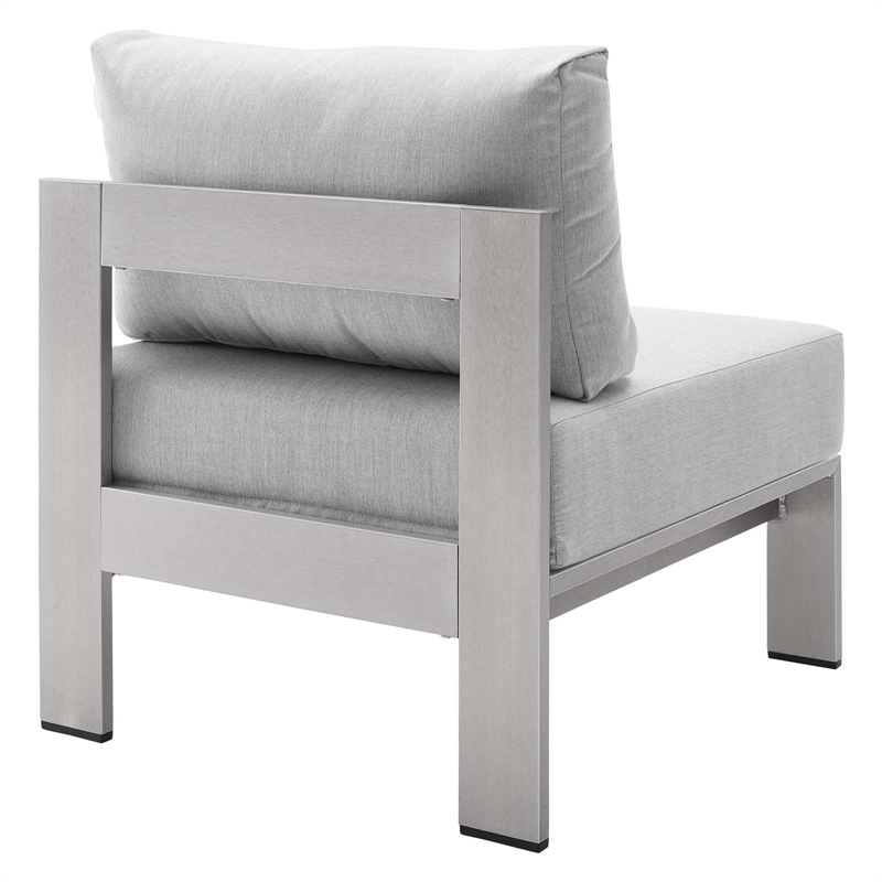 Modway Shore 8-Piece Modern Fabric/Aluminum Outdoor Sectional Sofa Set in Gray