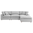 Modway Commix 4-Piece Fabric Down Filled Sectional Sofa Set in Light Gray