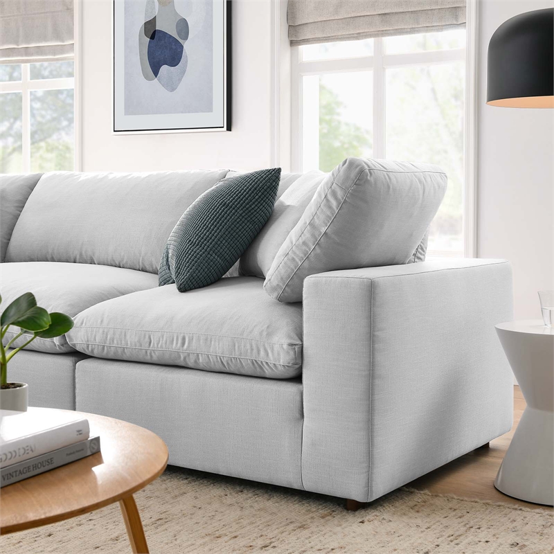 Modway Commix 4-Piece Fabric Down Filled Sectional Sofa Set in Light Gray