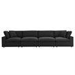 Modway Commix 4-Piece Down Filled Fabric Sectional Sofa Set in Black