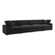 Modway Commix 4-Piece Down Filled Fabric Sectional Sofa Set in Black
