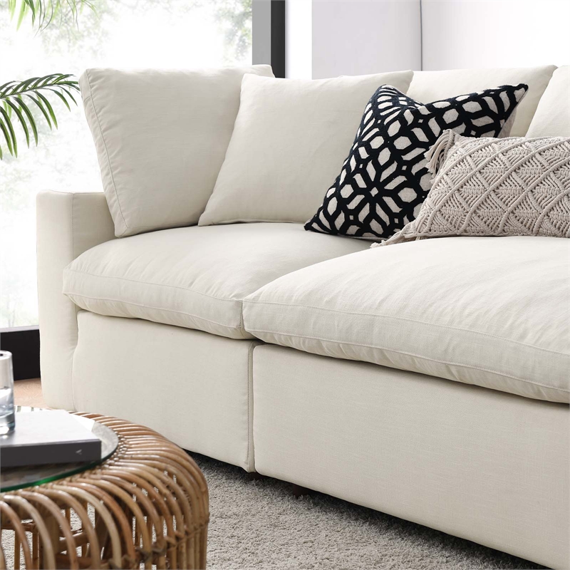 Modway Commix 4-Piece Down Filled Fabric Sectional Sofa Set in Light Beige