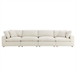 Modway Commix 4-Piece Down Filled Fabric Sectional Sofa Set in Light Beige