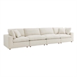 Modway Commix 4-Piece Down Filled Fabric Sectional Sofa Set in Light Beige
