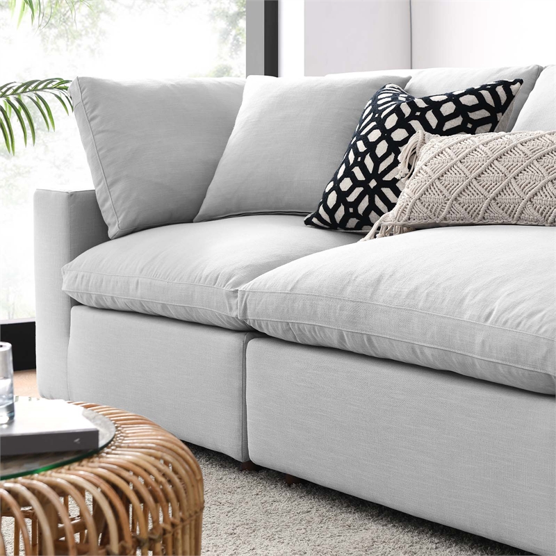 Modway Commix 4-Piece Down Filled Fabric Sectional Sofa Set in Light Gray
