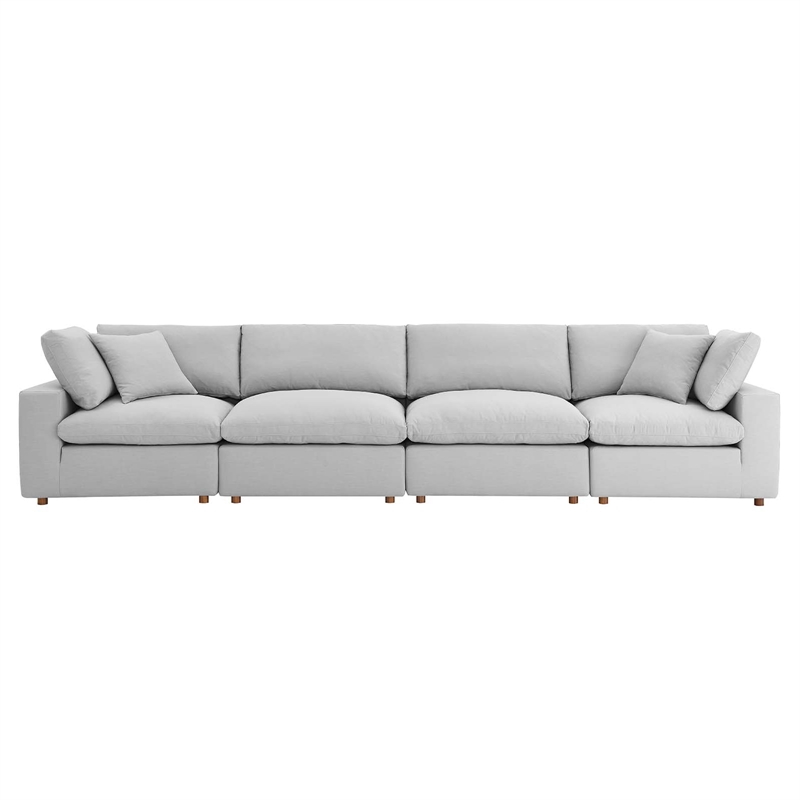 Modway Commix 4-Piece Down Filled Fabric Sectional Sofa Set in Light Gray