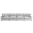 Modway Commix 4-Piece Down Filled Fabric Sectional Sofa Set in Light Gray