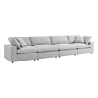 Modway Commix 4-Piece Down Filled Fabric Sectional Sofa Set in Light Gray