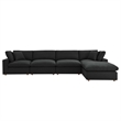 Modway Commix 5-Piece Fabric Down Filled Sectional Sofa Set in Black