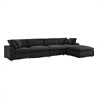 Modway Commix 5-Piece Fabric Down Filled Sectional Sofa Set in Black