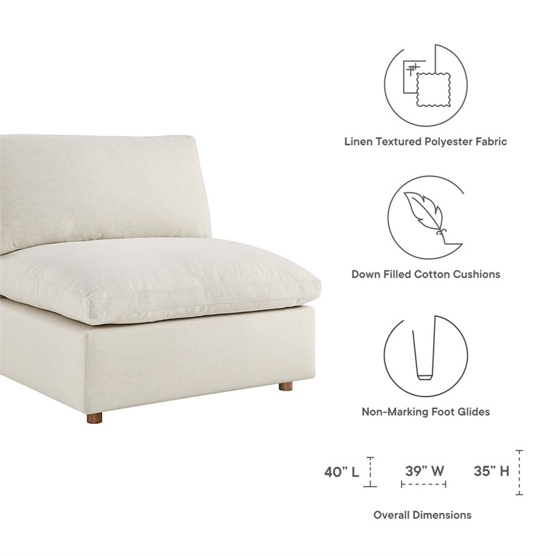 Modway Commix 5-Piece Fabric Down Filled Sectional Sofa Set in Light Beige