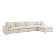 Modway Commix 5-Piece Fabric Down Filled Sectional Sofa Set in Light Beige