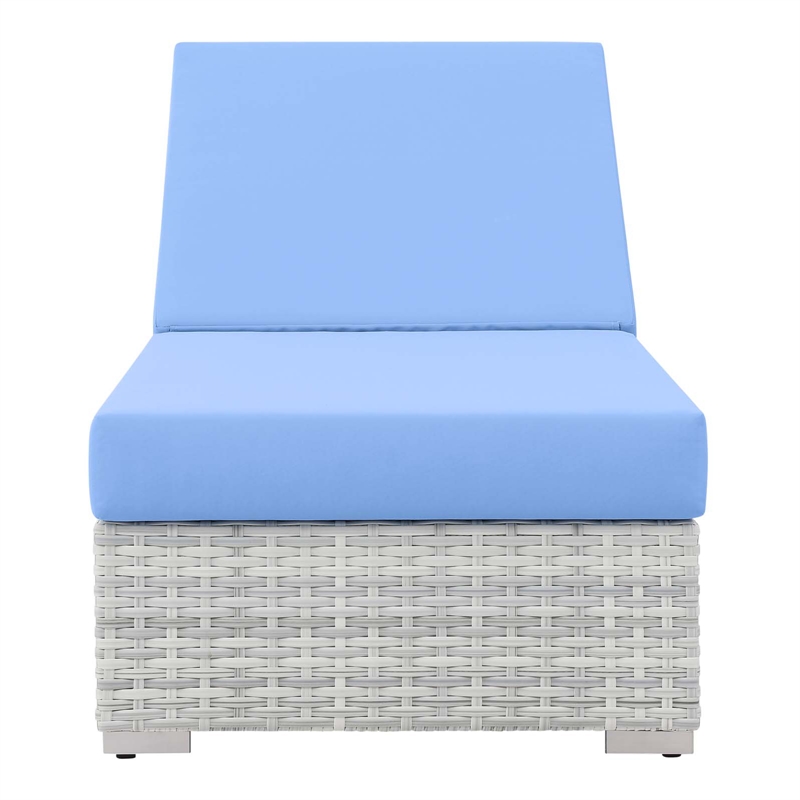 Modway Convene Rattan Weave Outdoor Patio Chaise in Light Gray/Light Blue