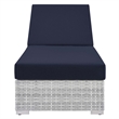 Modway Convene Rattan Weave Outdoor Patio Chaise in Light Gray/Navy