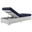 Modway Convene Rattan Weave Outdoor Patio Chaise in Light Gray/Navy