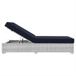 Modway Convene Rattan Weave Outdoor Patio Chaise in Light Gray/Navy