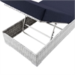 Modway Convene Rattan Weave Outdoor Patio Chaise in Light Gray/Navy