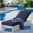 Modway Convene Rattan Weave Outdoor Patio Chaise in Light Gray/Navy