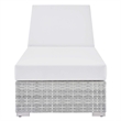 Modway Convene Rattan Weave Outdoor Patio Chaise in Light Gray/White