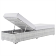 Modway Convene Rattan Weave Outdoor Patio Chaise in Light Gray/White