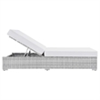 Modway Convene Rattan Weave Outdoor Patio Chaise in Light Gray/White
