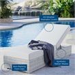 Modway Convene Rattan Weave Outdoor Patio Chaise in Light Gray/White