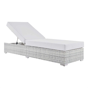 Modway Convene Rattan Weave Outdoor Patio Chaise in Light Gray/White