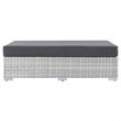 Modway Convene Rectangular Fabric/Rattan Patio Ottoman in Light Gray/Charcoal