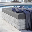 Modway Convene Rectangular Fabric/Rattan Patio Ottoman in Light Gray/Charcoal