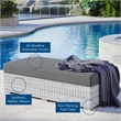 Modway Convene Rectangular Fabric/Rattan Patio Ottoman in Light Gray/Charcoal