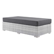 Modway Convene Rectangular Fabric/Rattan Patio Ottoman in Light Gray/Charcoal