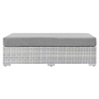 Modway Convene Rectangular Fabric/Rattan Patio Ottoman in Light Gray