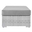 Modway Convene Rectangular Fabric/Rattan Patio Ottoman in Light Gray