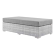 Modway Convene Rectangular Fabric/Rattan Patio Ottoman in Light Gray