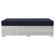 Modway Convene Rectangular Fabric/Rattan Patio Ottoman in Light Gray/Navy