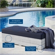 Modway Convene Rectangular Fabric/Rattan Patio Ottoman in Light Gray/Navy