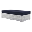 Modway Convene Rectangular Fabric/Rattan Patio Ottoman in Light Gray/Navy