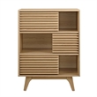 Modway Render Modern Wood Three-Tier Display Storage Cabinet Stand in Oak