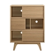 Modway Render Modern Wood Three-Tier Display Storage Cabinet Stand in Oak