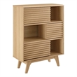 Modway Render Modern Wood Three-Tier Display Storage Cabinet Stand in Oak